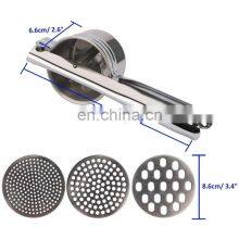 Hot Sold 3 Interchangeable Discs Potatoes Fruits Vegetables Manual Masher Stainless Steel Potato Ricer thumbnail-3