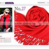 Hot Red Plain Acrylic Scarf With Tassels Wholesale Cheap Pashmina thumbnail-1