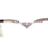 Leather browband V Shaped 4 row gold plaited crystal (A-403)(GNG)