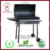 HZA-J802 Heat Resistant Barbecue Charcoal Grill with Wheels Home Outdoor Patio Garden Backyard Cooking Grilling