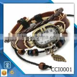 Hot Popular Fashion Man Leather Bracelet Wrist watch with pendant CCI0001