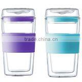 Easy To Carry Drinking Cap Glass Cup With Silicone Sleeve thumbnail-2