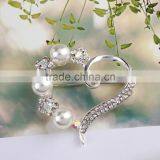 Fashion Designs Heart Shape Rhinestone Brooch Pin With Pearls,Brooches And Pins For Wedding Bouquet,Crystal Wedding Brooch Quality Choice thumbnail-3
