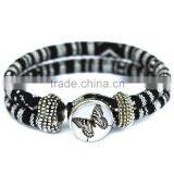 Handmade Women's Glass Gem Butterfly Cuff Bangle Wristband Snap Button Bracelet thumbnail-4