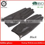 Helilai Unisex Women Mens Black Driving Tight Cuff and Zipper Nappa Leather Gloves