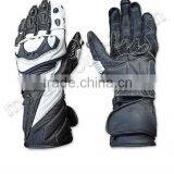 Black White Leather Motorbike Gloves thumbnail-1
