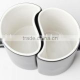 creative fashion heat transfer color changing double S style lovers ceramic coffee mug, porcelain chel klein