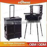 Sorise Makeup Artist Train Case with Lights, Makeup Case On Wheels,Free-standing Portable Makeup Station