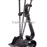 Black Wrought Iron Fireset, Cast Iron Fireplace Tool Set With New Design thumbnail-1
