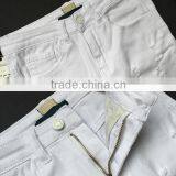 2016 Summer Pockets Zipper Closure Vogue High Waist Denim Pants Ladies White Full Length Destroyed Damaged Fashion Jeans Women thumbnail-4