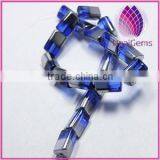 Cute Silver-plated Glass Cobalt Blue 15x10mm Triangle Tube thumbnail-1