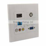 120 X 120mm Face Plate HDMI VGA CAT6 RJ45 3RCA AV TV AC Power Wall Plate Support DIY thumbnail-2