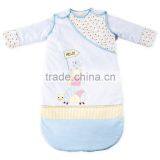 100% Cotton Baby Child Sleeping Bag With Detachable Sleeve for Four Seasons Blue Owl thumbnail-1