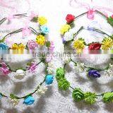 Mixed Big Rose Headband With Color Silk Ribbon ,PE Rose Flower Hairband Headband thumbnail-1