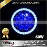 60W Round 7inch LED Headlight Replacement for Offroad Jeep Wrangler TJ JK CJ YJ 4x4 Vehicles Ford Harley Motorcycle thumbnail-3