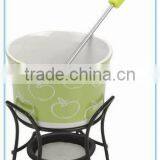 Ceramic Cheese Fondue Set With Stand With Green Color Cheese Press thumbnail-5
