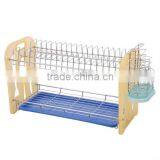 2 Tier Chrome Dish Drainer Rack With Plates, thumbnail-1