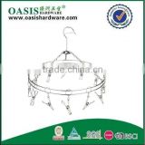 Stainless steel clothes hanger Clothes hanger;Laudry clips hanger;stainless steel clips hanger clothes hanger with 12 pegs