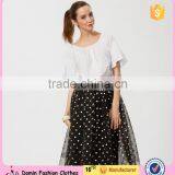 Woman Charming Lady Fashion Black Mesh Skirt With Golden Foil thumbnail-1