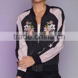 Hot Sale Satin Woman Jacket New in Style Embroidery Bomber Jacket thumbnail-4