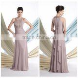 Latest Halter Neck Beaded Chiffon Long Dress Designs thumbnail-1