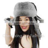 CX-C-241B Hot Selling Rabbit Fur Earmuff Trapper Fur Hat thumbnail-3