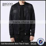 MGOO New Arrival Black Bomber Jackets For Men Long Sleeves Embroidery Tops Zip Up Winter Coat thumbnail-1