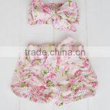 High Quality Cotton Baby Bloomers Wholesale Kids Clothing Baby Leggings Children Floral Short With Headband thumbnail-6
