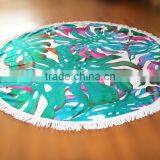 Round Custom Printing Beach Towel With Tassel White & Black Cotton Circle Beach Towels thumbnail-4