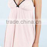 Women Sexy Romantic Lace Spaghetti Straps Soft Silky Modal Nighty Sleepwear Pajama thumbnail-1