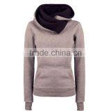 Women's 100% Cotton Turndown Collar Contrast Color Slim Fit Hoody thumbnail-3