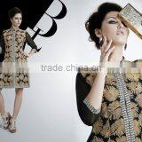 Black Color With Cream Color Kashmiri Work All Over Vogue Designer Kurtis thumbnail-1