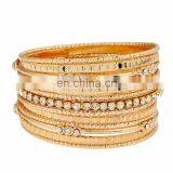 Fashionable Multi Layers Golden Plated Elegant Diamond Metal Bangles and Charm Bracelets thumbnail-1
