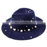 New Style Pearl High Quality Fashinal Felt Fedora Hat thumbnail-4