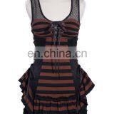 Steampunk Short Sleeveless Striped Dress-tunic thumbnail-1