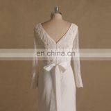 Elegant Long Sleeve V-Back Mermaid Lace Applique Wedding Dress thumbnail-5