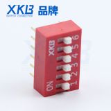 Red blue 2.54 pitch 6 position vertical pin type dip switch