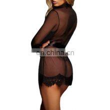 Wholesale Hot Selling Lace Plus Size Women's Sleepwear Set Romantic Sexy Transparent Ladies Underwear Lingerie Women Pajama Sets thumbnail-1