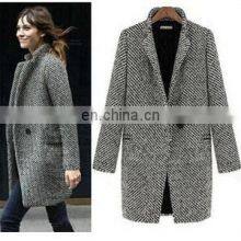 2021 Amazon Hot Sale New European Style Houndstooth Coat for Autumn and Winter, Slim Thick Woolen Coat, Woolen Coat thumbnail-2