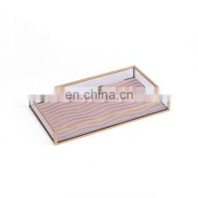 K&B wholesale new design hot 2020 high quality glass square tray with gold frame mini