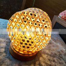 Trendy Round Shaped Bamboo Table Lamp - Desk Lamp, Woven Wicker Lamp Shade Vietnam Manufacturer thumbnail-3