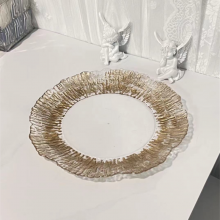 Свадебная украшение. Акриловая пластиковая подложка для тарелок размером 13 дюймов с золотой обводкой thumbnail-3