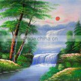 Artwork Impressionist Oil Painting on Canvas Blue River Handmade Home Decor thumbnail-2