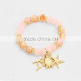 Metal Starfish and Turtle Charm Beaded Stretch Bracelet Sea Life Jewelry thumbnail-3