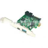 Pci Express to Usb 3.0 Converter PCIE x1 to USB3.1 Type C Gen 1 +USB 3.0 With 19pin Usb Header Expanison Card Supplier's Choice