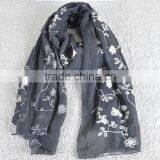 Winter Spring Fashion Long Cotton Flower Machine Embroidery Scarf thumbnail-2