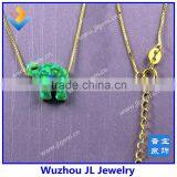 JL Gems Synthetic Elephant Opal S925 Silver Box Chain Green Opal Gold Necklace Jewelry thumbnail-1
