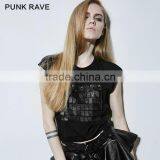 PT-080 PUNK Instock Cortex Rivet Sublimation Knit Female Black Short T-shirt thumbnail-3