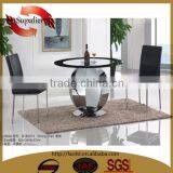 Round Glass Top and Stainless Steel Frame Dining Table thumbnail-1