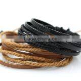 Knitting Leather Straw Rope Bracelet For Boys,Fashion Leather Bracelet For Men thumbnail-1